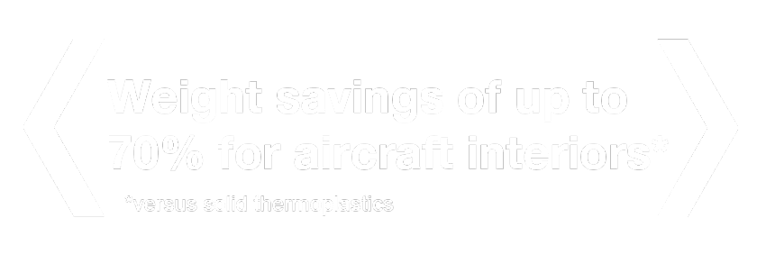 Weight savings of up to 70% for aircraft interiors