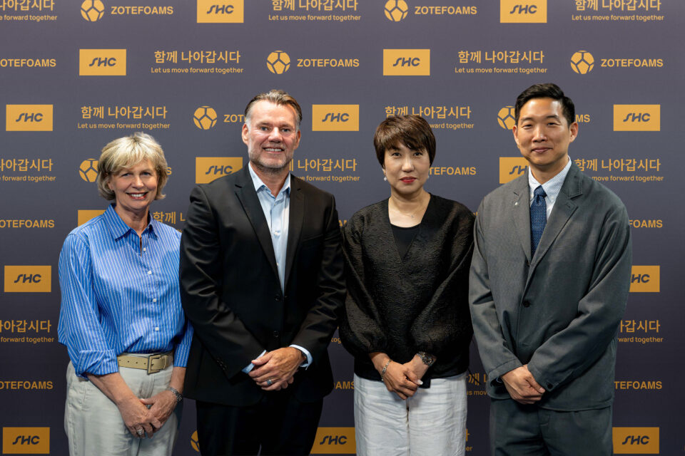  Zotefoams PLC and Seohyungs representatives pose together for a celebratory photo.